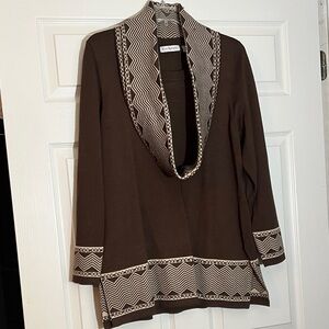Kim Rogers Chocolate and Ivory Chevron Sweater